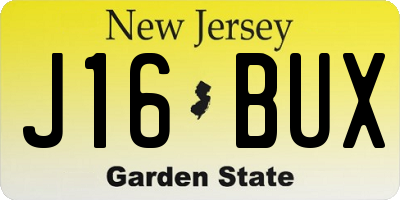 NJ license plate J16BUX
