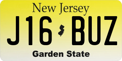 NJ license plate J16BUZ