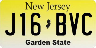 NJ license plate J16BVC