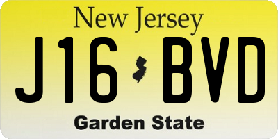 NJ license plate J16BVD