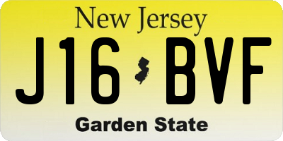 NJ license plate J16BVF
