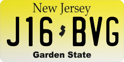 NJ license plate J16BVG
