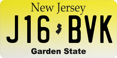 NJ license plate J16BVK