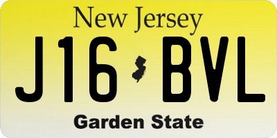 NJ license plate J16BVL