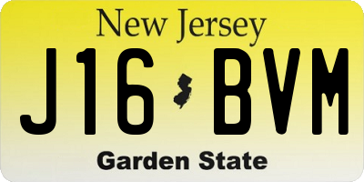 NJ license plate J16BVM