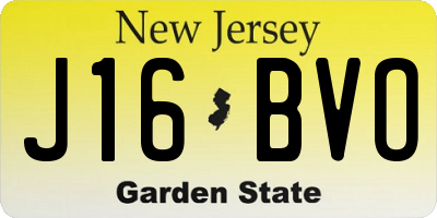 NJ license plate J16BVO
