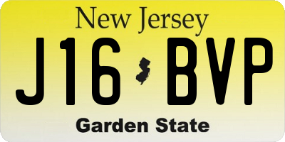 NJ license plate J16BVP