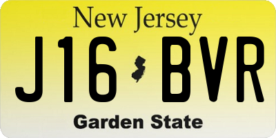 NJ license plate J16BVR