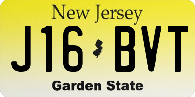 NJ license plate J16BVT