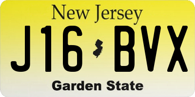 NJ license plate J16BVX