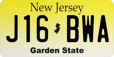 NJ license plate J16BWA