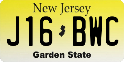 NJ license plate J16BWC