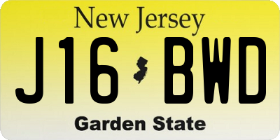 NJ license plate J16BWD