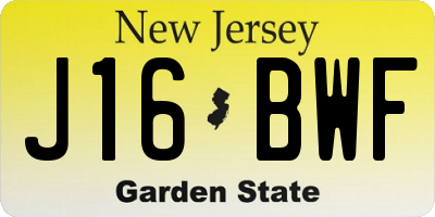 NJ license plate J16BWF
