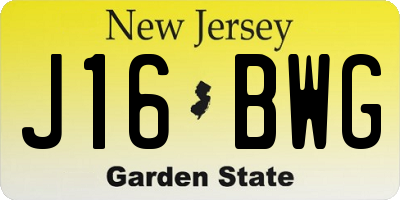 NJ license plate J16BWG