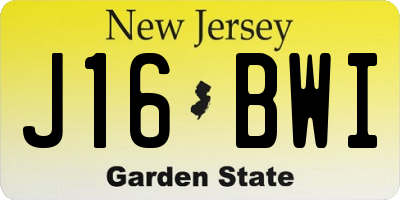 NJ license plate J16BWI