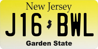 NJ license plate J16BWL