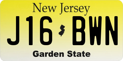 NJ license plate J16BWN