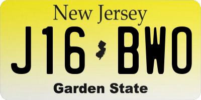 NJ license plate J16BWO