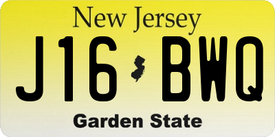 NJ license plate J16BWQ