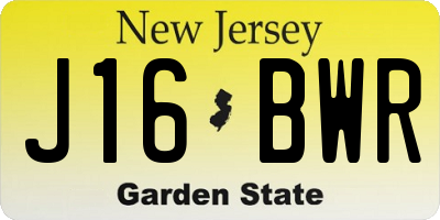 NJ license plate J16BWR