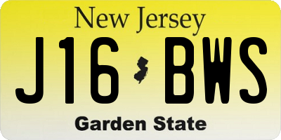 NJ license plate J16BWS