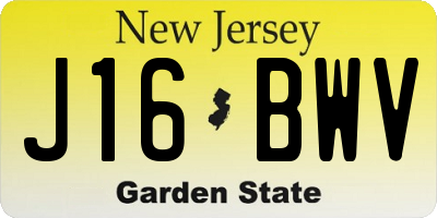 NJ license plate J16BWV