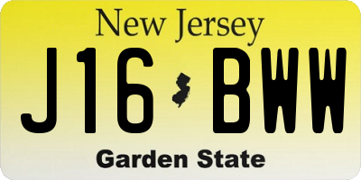 NJ license plate J16BWW