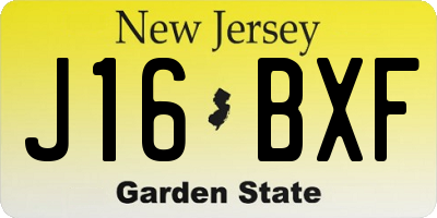 NJ license plate J16BXF
