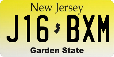 NJ license plate J16BXM