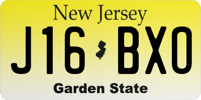 NJ license plate J16BXO