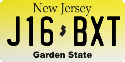 NJ license plate J16BXT