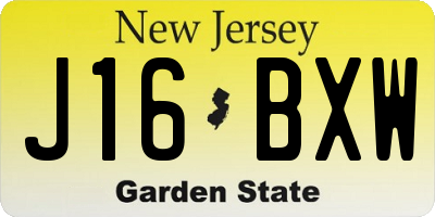 NJ license plate J16BXW