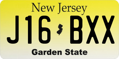 NJ license plate J16BXX