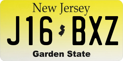 NJ license plate J16BXZ