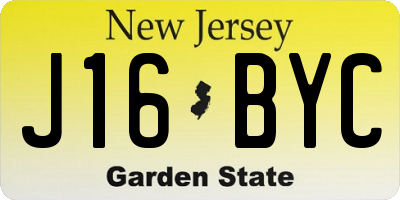 NJ license plate J16BYC