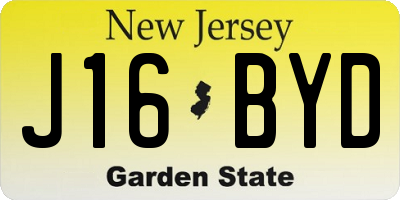NJ license plate J16BYD
