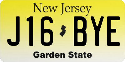 NJ license plate J16BYE