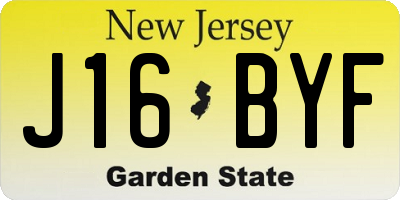 NJ license plate J16BYF