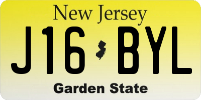NJ license plate J16BYL