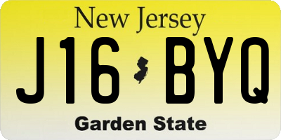 NJ license plate J16BYQ