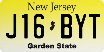 NJ license plate J16BYT