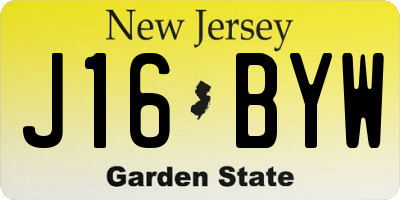NJ license plate J16BYW