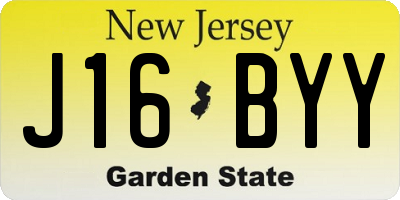NJ license plate J16BYY