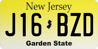 NJ license plate J16BZD