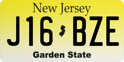 NJ license plate J16BZE