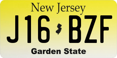 NJ license plate J16BZF