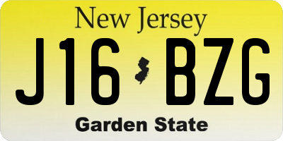 NJ license plate J16BZG