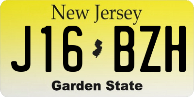 NJ license plate J16BZH