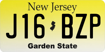 NJ license plate J16BZP